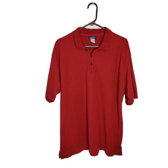 Patagonia Other - Patagonia Red 100% Organic Cotton Side Slit Short Sleeve Polo Men's Size Large